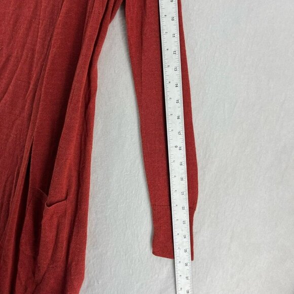 Halogen Sweater Women's XS Red Knit Linen Blend Open Front Pocket Tunic Cardigan - Picture 4 of 12